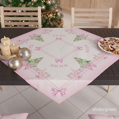 PETTI Artigiani Italiani Julbordscenter, 90 x cm, mjukt och slitstarkt mikrofibertyg, elegant dekoration för fester, "GNOME Rose" mönster, 100 % tillverkad i Italien 8056897035627