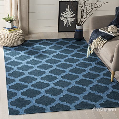 Safavieh Salé Dhurrie handvävd matta, platt vävd ull & bomullsmatta i bläck, 91 x 152 cm 683726787006