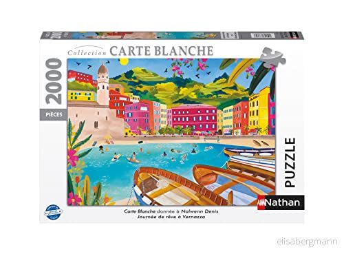 Nathan pussel 2 000 bitar Drömdag i Vernazza Nolwenn Denis Vuxna och barn från 14 år Högkvalitativt Carte Blanche Collection 87362 4005556873623