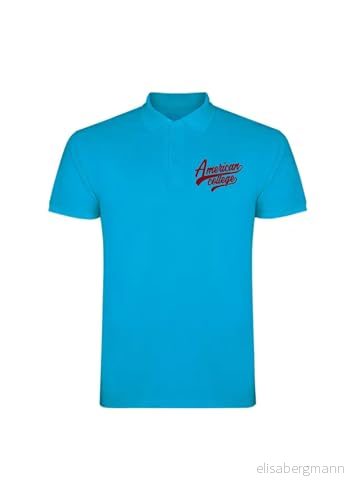 AMERICAN COLLEGE USA Pikétröjor sport andas tryckta blandade kläder herr och dam casual modell ACPLW1 indigo L, Indigo, L 3666052666129