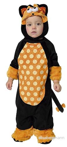 RUBIES Baby kattdräkt, Monster Kit Cat, En storlek för spädbarn från 1 till 2 år, Jumpsuit och huva, Officiell Halloween, Carnival, Fester födelsedagar 8422971853942