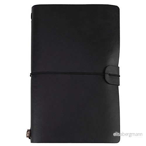 anteckningsbok för resedagbok, 1-delad Vintage Retro PU-läderanteckningsbok, personlig dagbok, påfyllningsbar (svart) 3458519655094