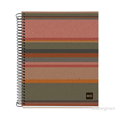 Miquelrius 100% återvunnet anteckningsbok, 4 färgremsor, A5, 120 randiga ark 7 mm, papper 80 g, 2 borrar, Återvunnen kartong, Eco Randig design 8422593061688