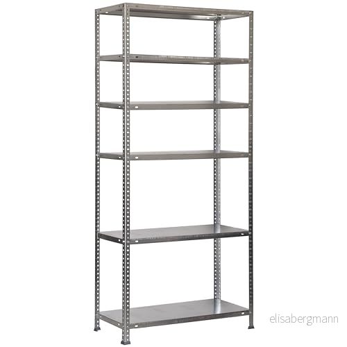 SimonRack Förvaringshylla 6 Hyllplan, 2000x900x400 mm Garagehylla i Grå, 75 kg Belastning per Hyllplan Simon Classic 8425437046186