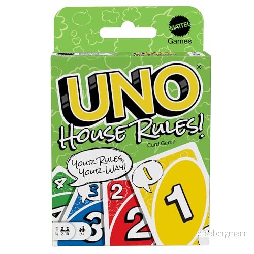 Mattel Games UNO House Rules kortspel för familjekvällar, spelkvällar, resor, camping och fester, HRL31 194735179527