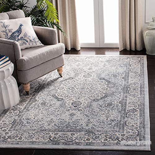 SAFAVIEH Övergångsmatta för vardagsrum, matsal, sovrum Isabella kollektion, kort lugg, i mörkgrå och gräddvit, 122 x 183 cm 889048802247