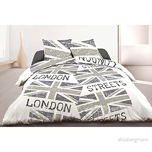 Home Passion Linne London Streets 4 delat lakan 100% bomull grå 240 x 300 cm 5037632602970