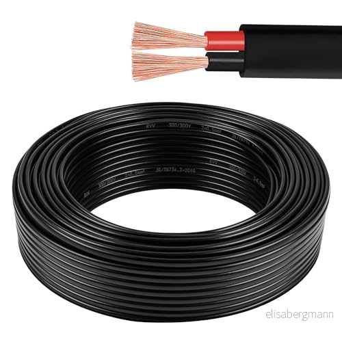 AOHEWEI 2x1.0mm² Platt Twin 2 Core Kabel Ledare Koppar Eltråd 5V 12V 24V 60V, Tunnvägg Röd/Svart Bilbåtskabel 5/10/20/50 meter 16392434460