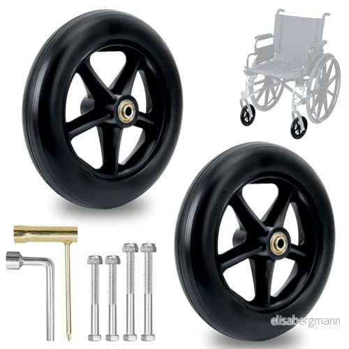200 mm solida reservhjul, 2 stycken rullstolsframhjul, halkfri och stötdämpning, reservhjul för rullstolar, 8 inre lagerdiameter rullatorer, gångstöd, hjulsats 658738181418