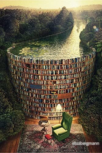 AMCJJ 1000 bitars pussel, bibliotekskanalpussel, pussel för vuxna, träpussel, 75x50 cm, konstpussel 753258962827