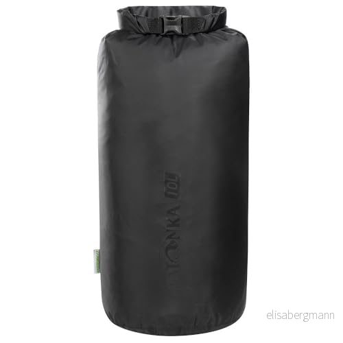 Tatonka Packsäck Dry Bag 10 l vattentät packpåse med rullstängning och spänne tillverkad av återvunnen polyester liter volym (svart) 4013236356120