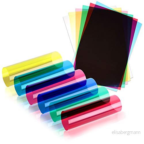 Acetatark A4 OHP ark färgacetat klar film plast ljusfilter gel läshjälp röd, gul, blå, rosa, grön, tjock 100 mikron (A4 storlek blandad färg 600 ark) 5055941931147
