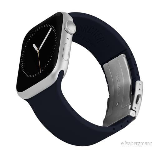 Archer Watch Straps Armband i Silikon med Anpassad Passform för Apple (Midnattsblått, Silver spänne, 40/41/42mm) 810054477464