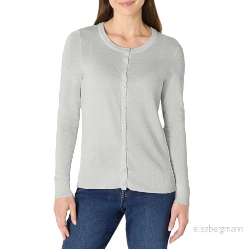 Amazon Essentials Women's Lätt cardigan tröja med rund hals (finns i plusstorlek), Grå ljung, M 195111561189
