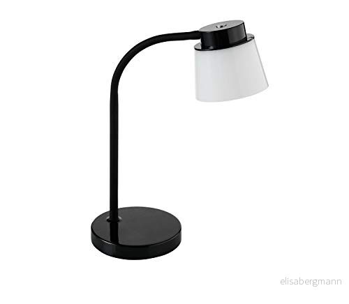 LED skrivbord/arbetsplatta lampa med stativ och liten lampskärm, svart, dimbar i 4 nivåer, 12 lysdioder, plast, 6 watt, ca 13 x 36,5 cm 4007735935108