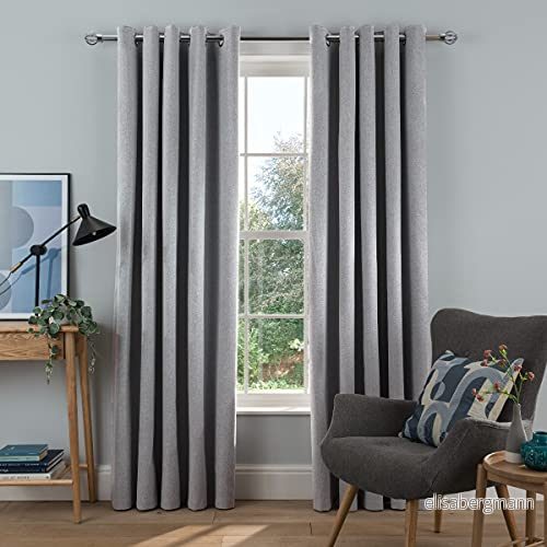 Sleepdown Vävd Tonal Fleck Eyelet mörkläggningsgardiner värmeisolerade för sovrum och vardagsrum 250 x 183 cm silver 2 paneler 5056242836803