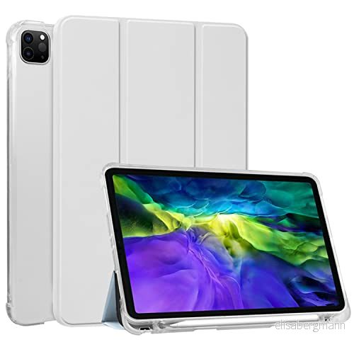 HUEZOE Fodral kompatibelt med iPad Pro 11 tum, modell 2021/2020/2018, mjuk TPU transparent baksideskydd, vikställ pennhållare, automatisk sömn/vakning, grå 793319799955