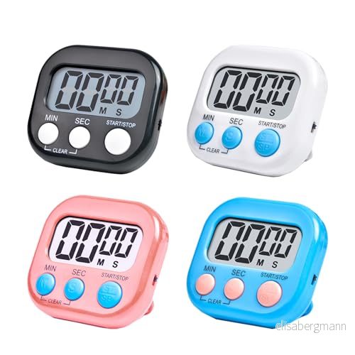 4 stycken digital kökstimer, snabbstartsväckarklocka magnetisk, stoppur med fällbart stativ, stående små barntidstimer, stor LCD display för kök, skola, sport, gym 726451856163