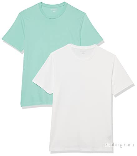 Amazon Essentials mäns Slim Fit kortärmad T shirt med rund hals, 2 pack, aqua blå/vit, X Small 196433308643