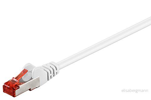 Goobay 92763 CAT 6 Lan nätverkskabel för Gigabit Ethernet S FTP dubbel skärmad patchkabel med RJ45 kontakt, 10m, vit 4040849927638