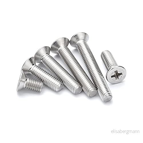 ANSIEDIO M5 Korsa Platt Maskins Skruvar Bultar Rostfria Kors Försänkta Skruvar, M5x16mm,30 pcs 6934350261139