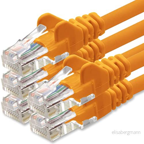 1aTTack.de nätverkskabel Cat.6 orange 5X 1m (set) CAT6 Ethernet kabel LAN 1000 Mbits (PoE) patchkabel 4251073653310
