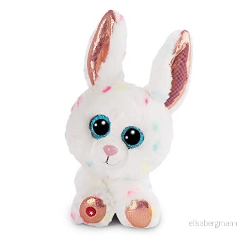 NICI Glubschis: Original Glubschis Kaninen Spotties 15 cm Gosedjur med Stora, Glittrande Ögon Fluffiga Mjukisleksaker för Goseälskare, vit 4012390476811