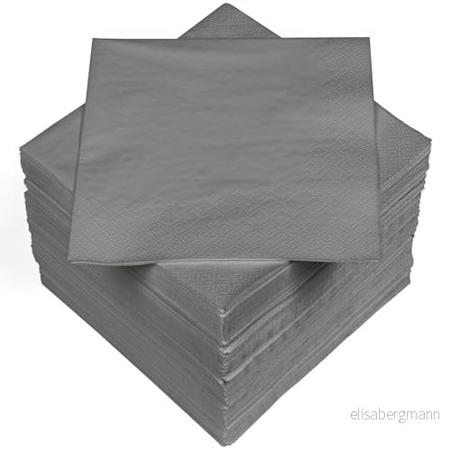 HEKU 100 enfärgade servetter, 3 lager, 33 x cm I Enhetlig kvalitet för evenemang och gastronomi praktisk 5 pack mycket absorberande snygg, grå 4018164241258