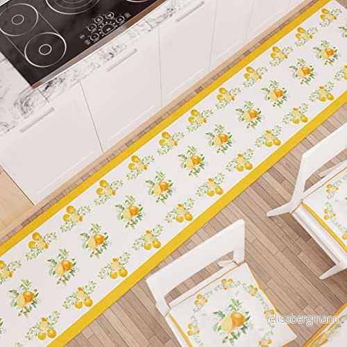 PETTI Artigiani Italiani Köksmatta löpare kök halkfri och tvättbar 52 x 100 cm blandad fruktdesign 01 100% tillverkad i Italien 8056992311541
