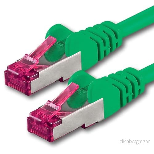 1m grön 1 bit nätverkskabel CAT6a (10Gb / s) S FTP CAT 6a LAN kabel GHMT certifierad PIMF 500 MHz kompatibel med 5e 6 CAT7 för switchar, routrar, modem, internet 4251073600505
