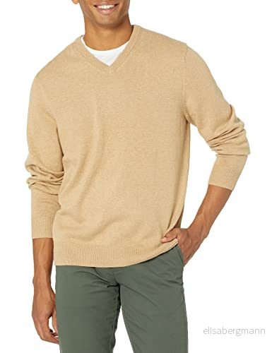 Amazon Essentials V-ringad tröja för män (finns i stora och långa), kamel ljung, X-Small 191770495438