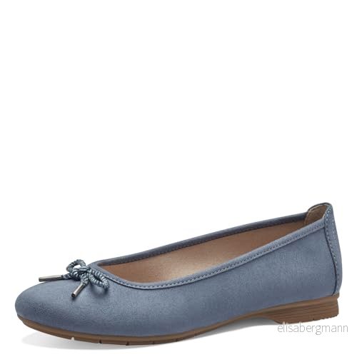 Jana Ballerinaskor för damer med rosett, vegan, Denim, 41 EU 4064224863632