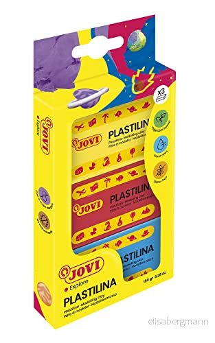 Jovi Plastilin, lättformbar modelleringspasta för barn från 2 år, blister med 3 färger vardera 50 g 8412027002042