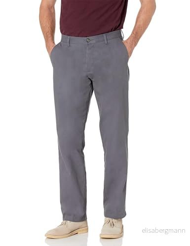 Amazon Essentials Classic Fit Wrinkle Resistant Flat Framsida Chino Pant Slip, grå (grå), W33/L28 (tillverkarens storlek: 33W x 28L) 191770045237