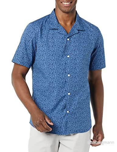 Amazon Essentials herrars standard fit semesterskjorta, indigo palmbladtryck, Large 196433223342