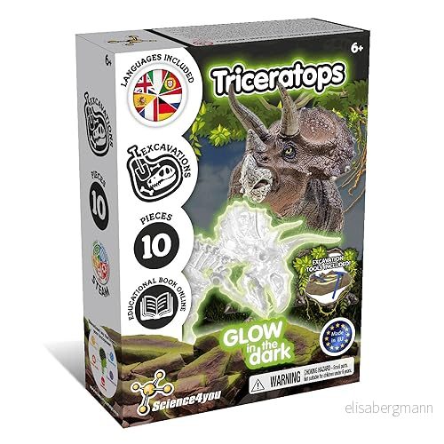 Science4you Triceratops fossila grävningar, gräva och hitta glitter i mörkret dinosauriefossiler + dinosaurieleksaker för barn, spel, presenter till pojkar flickor 6, 78 år 5600983628090