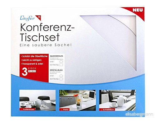 Löufer 32635 bordstablett, genomskinligt underlag 25 x 30 cm, oval, transparent kristallblå, för kaffefilt, blomvaser, kaffehelautomat, konferensrum, mottagare, kontor och kök 4006677326357