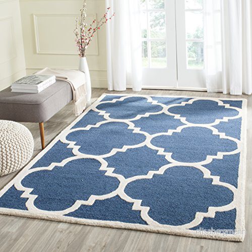 Safavieh modern handtuftad rektangulär matta, Cambridge kollektion, CAM140, i marinblå/elfenben, 91 x 152 cm för vardagsrum, sovrum eller valfritt inomhusutrymme 683726296294