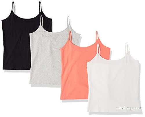 Amazon Essentials Dam Slim-Fit-linne, 4-pack, korall orange/ljusgrå ljung/vit, XX-Large 195111696300