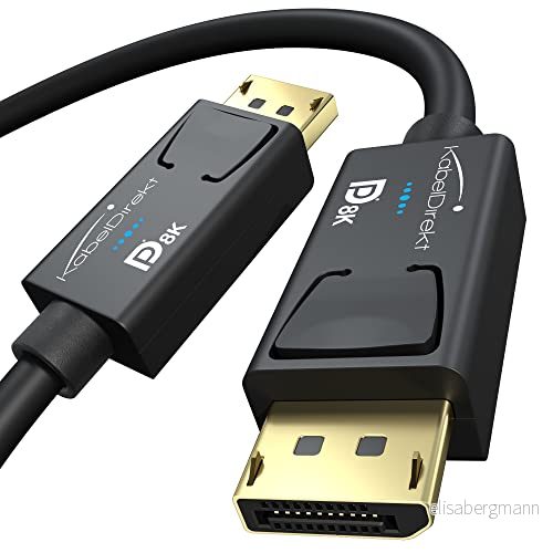 KabelDirekt 5x 8K DisplayPort kabelversion 1.4 2m (VESA certifierad, stöder 60Hz, 4K 120Hz, HBR3, DSC, HDR10, DP8K) gamingutgåva 4260538853264