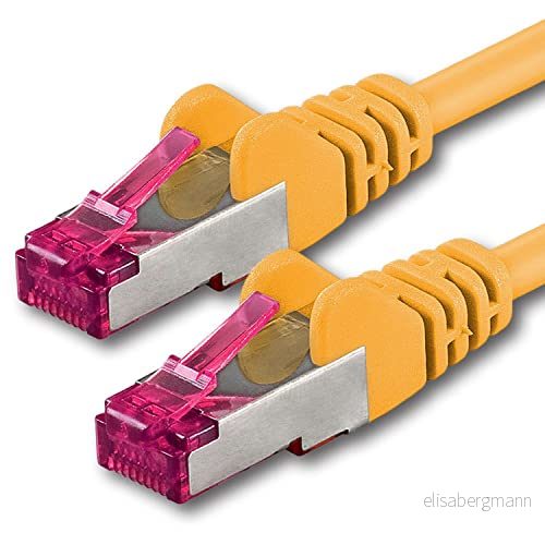 1aTTack.de 0,5 m gul 1 styck nätverkskabel Cat6a (10 Gb/s) S FTP CAT 6a Lankabel GHMT certifierad PIMF 500 MHz Cat5 Cat5e Cat6 Cat7 för switch, router, modem, internet 4251073600239
