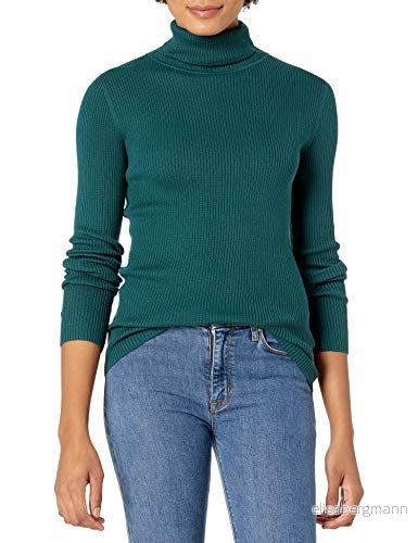 Amazon Essentials Dam Slim Fit lätt långärmad polotröja, skogsgrön, Large 195111230849