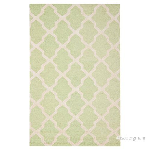 Safavieh Trellis inomhus handtuftad accent områdesmatta, Cambridge kollektion, CAM121, i ljusgrönt/elfenben, 61 x 91 cm för vardagsrum, sovrum eller alla inomhusutrymmen 683726784203