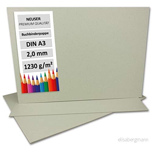 5 stycken bokbindningspapper DIN A3 tjocklek 2,0 mm (0,20 cm) grammage: 1230 g/m² format: 29,7 x 42 cm färg: grå brun 4251826569882