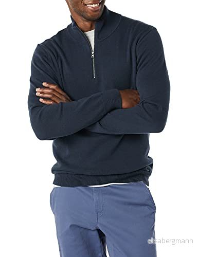 Amazon Essentials herr 100% bomull kvartsdragkedja tröja, marinblå, X Small 195111586120