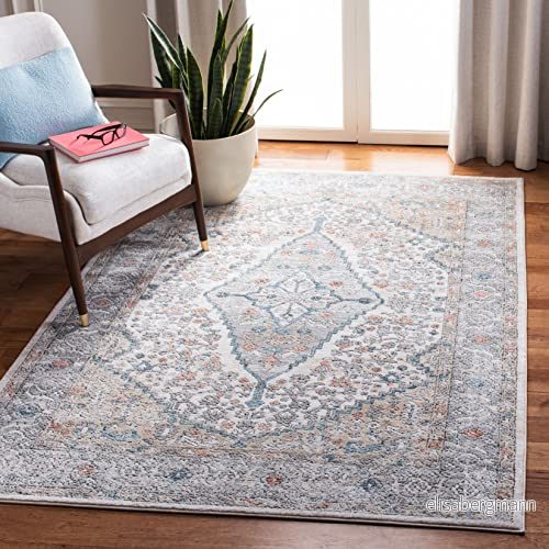 Safavieh Klassisk inomhus vävd rektangel områdesmatta, Oregon kollektion, ORE876, i grått/elfenben, 122 x 183 cm för vardagsrum, sovrum eller alla inomhusutrymmen 889048808966