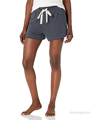 Amazon Essentials kvinnors lättvikt lounge terry pyjamasshorts, marinblå vit mini rand, Small 191770935972