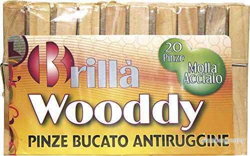 La Briantina 20 klädnypor tvätt, Trä, 14.5x10x3 cm, enhet 8000061030703