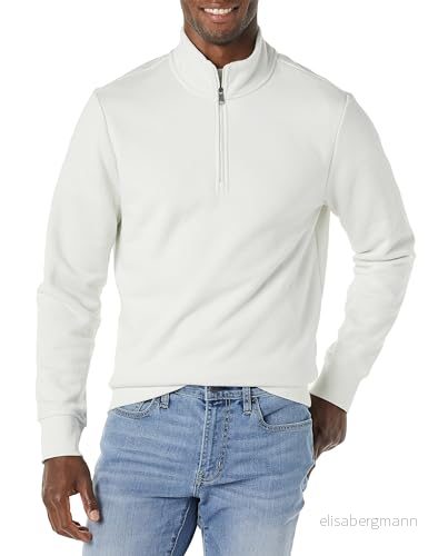 Amazon Essentials Men's Långärmad fleecetröja med kvartsdragkedja, Ljusgrå, XL 195111637501