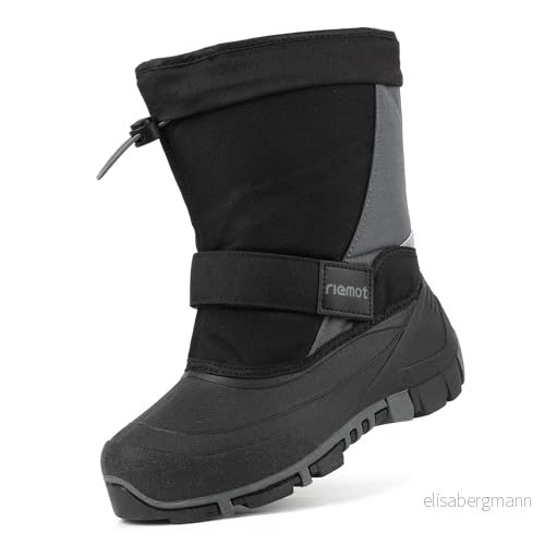 riemot Unisex barn varma vinterstövlar snöstövlar, GRÅ, 31 EU 6975058035059